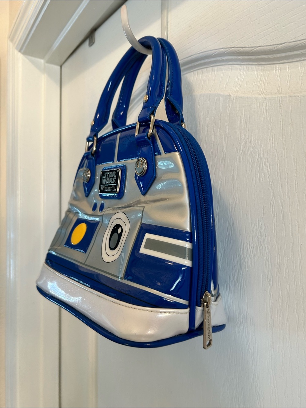 Loungefly Star Wars R2-D2 Patent Blue, White & Silver Dome Satchel - Picture 3 of 6